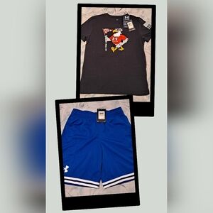 Under Armour Royal Blue Boys' Shorts & Under Armour Freedom Shirt Size Med